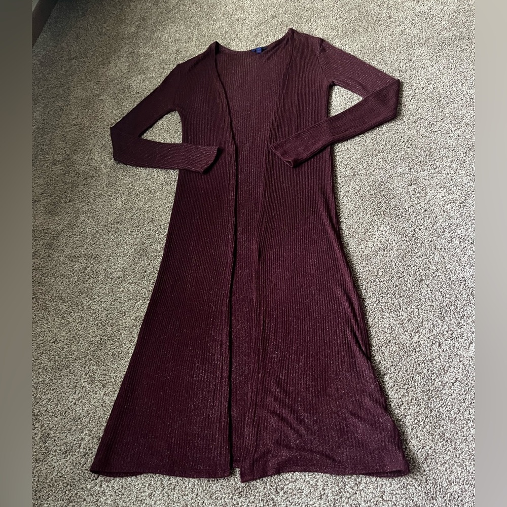 Red Aeropostale Heathered and Soft Ribbed Long Cardigan
